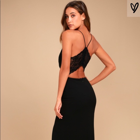 black backless maxi dress